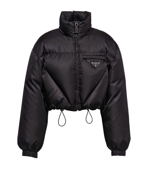 prada black cropped puffer jacket.